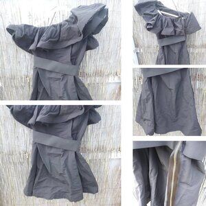 2010 Lanvin for H&M Ruched One Shoulder Poufy Mini Cocktail Dress Black Size 6